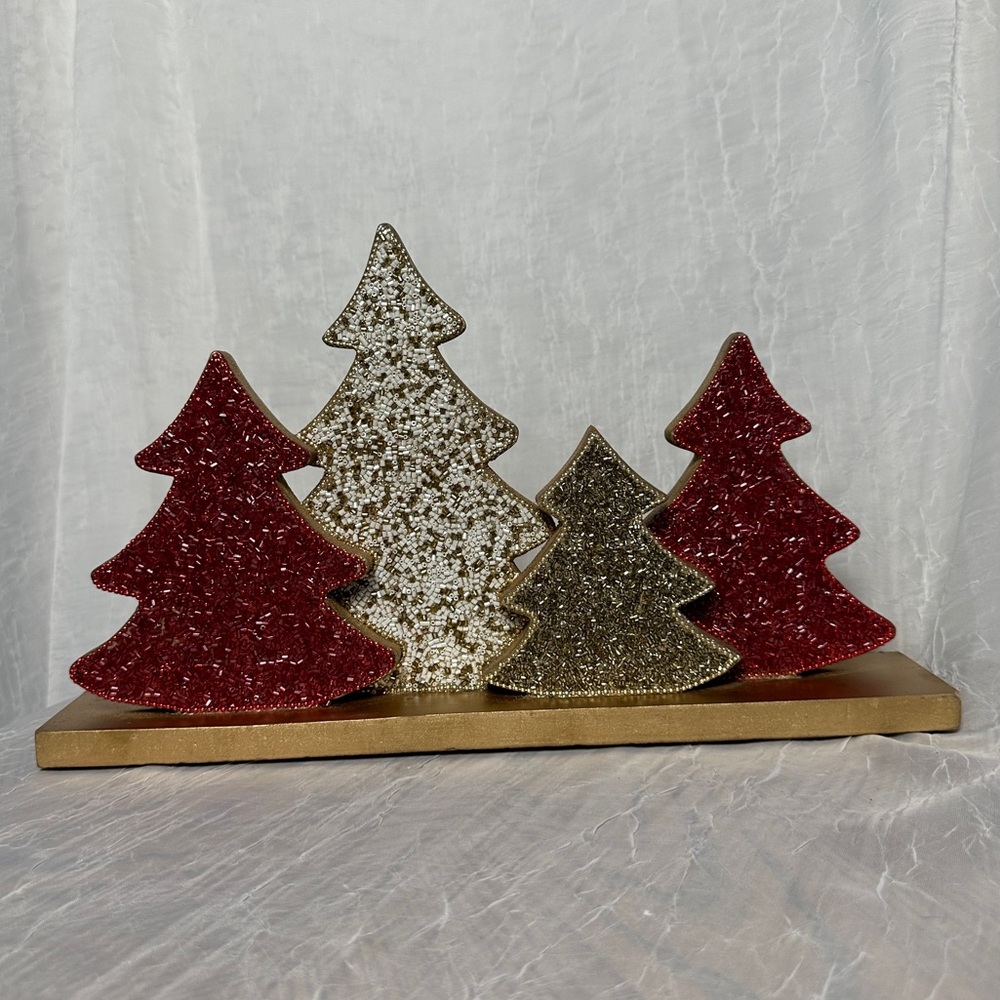 Tribal Design Beaded Christmas Trees Seasonal Holiday Home Decor Table Accent - Picture 13 of 15